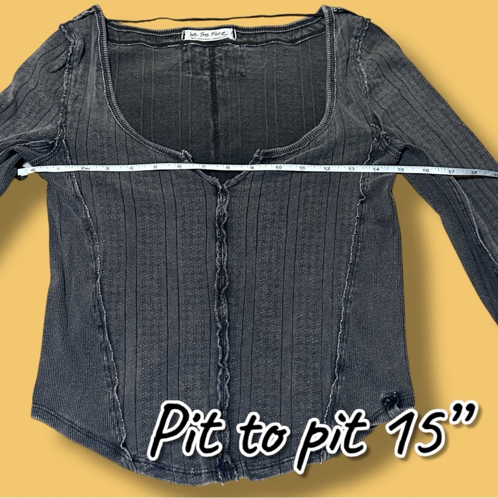 EUC We The Free Eyes On You Long Sleeve Top in Vintage Black. Size Small - Picture 6 of 10